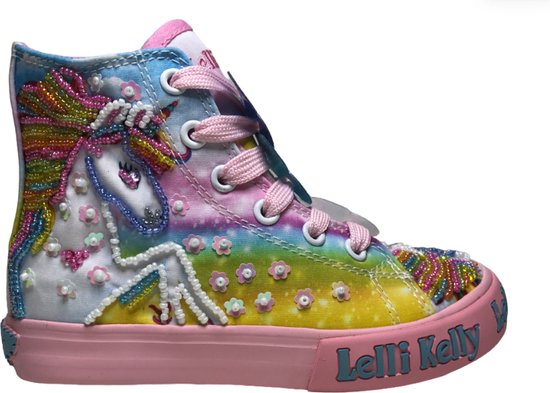 Lelli Kelly - Mt - Veter/rits hoge canvas sneakers unicorn - LK9099 - Roze