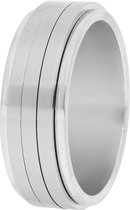 Lucardi Unisex Gerecycled stalen anxiety ring met 3 strepen - Ring - Staal - Zilverkleurig - 20 / 63 mm