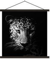 Porte-affiche avec affiche - Affiche scolaire - Panthère - Animaux sauvages - Zwart et blanc - Animaux - 40x40 cm - Lattes noires