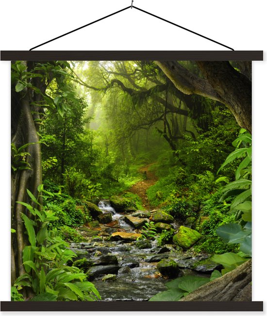 Porte-affiche incl. Affiche 120x120 cm - Affiche scolaire - Nature - Water - Jungle - Forêt - Tropical - Affiche textile - Lattes noires