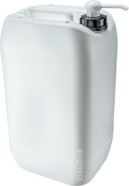 Jerrycan 25 liter met dispenserpomp – handig stapelbaar – UN gekeurd – voor water en gevaarlijke vloeistoffen – inclusief dop – totaal te legen