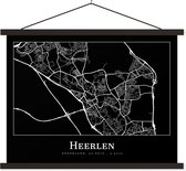 Posterhanger incl. Poster 150x113 cm - Schoolplaat - Stadskaart - Heerlen - Kaart - Plattegrond - Textielposter - Blanke latten - Plattegrond