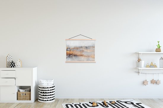 Porte-affiche avec affiche - Affiche scolaire - Brume - Or - Abstrait - 40x30 cm - lattes vierges