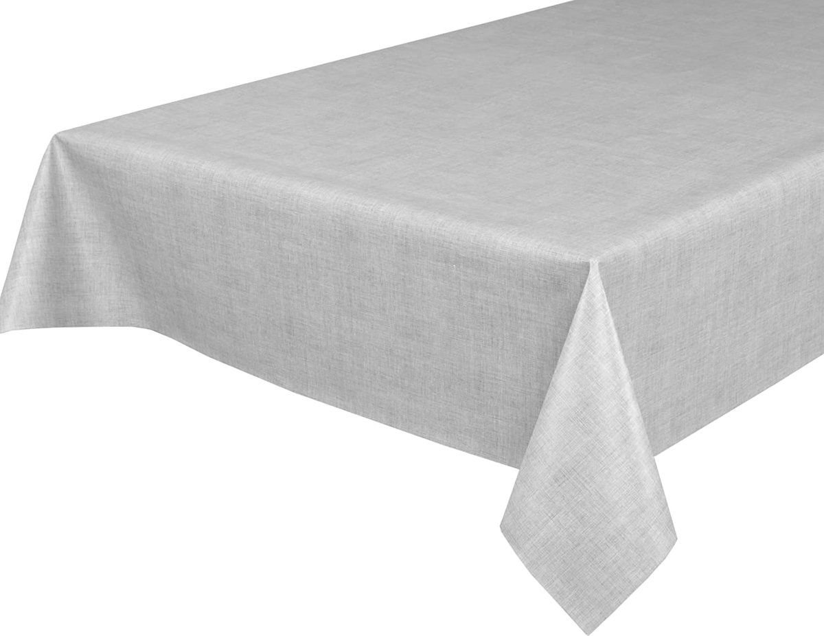BEAUTEX tafelzeil tafelzeil tafelkleed afwasbaar VIERKANT ROND OVAAL, motief en maat naar keuze (motief: linnen lichtgrijs, vierkant 140 x 260 cm)