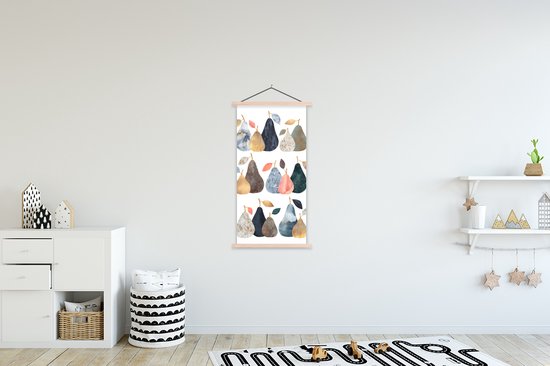 Porte-affiche avec affiche - Affiche scolaire - Poire - Pastel - Fruits - Design - 60x120 cm - Lattes vierges