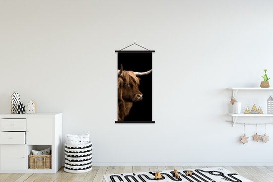 Affiche scolaire - Highlander écossais - Vache - Zwart - 60x120 cm - Lattes noires