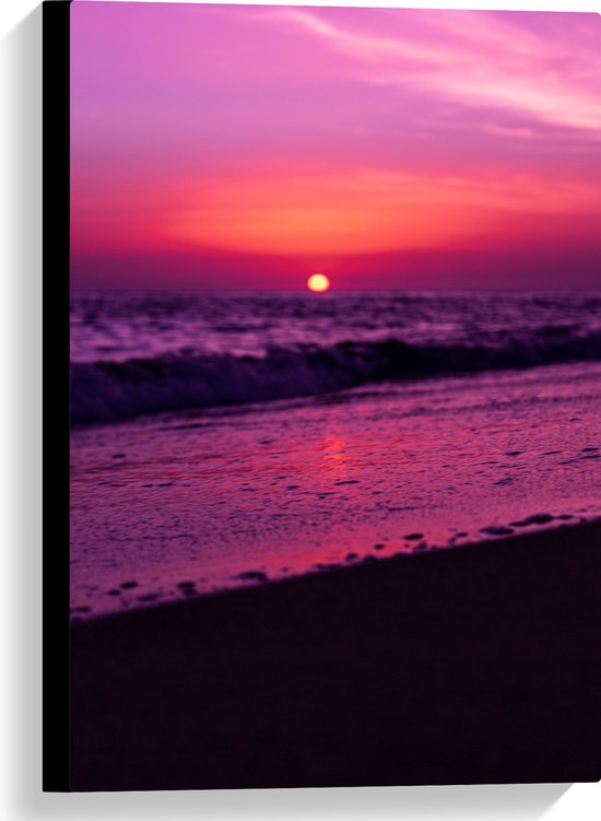 WallClassics - Toile - Mer et plage avec ciel violet - 40x60 cm Photo sur toile (Décoration murale sur toile)