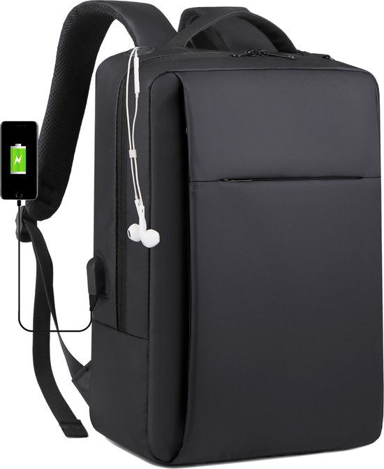MiRi laptoptas 3-in-1 – tot 15.6 inch – zwart – anti-diefstal – USB