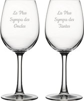 Witte wijnglas gegraveerd - 36cl - Le Plus Sympa des Oncles & La Plus Sympa des Tantes