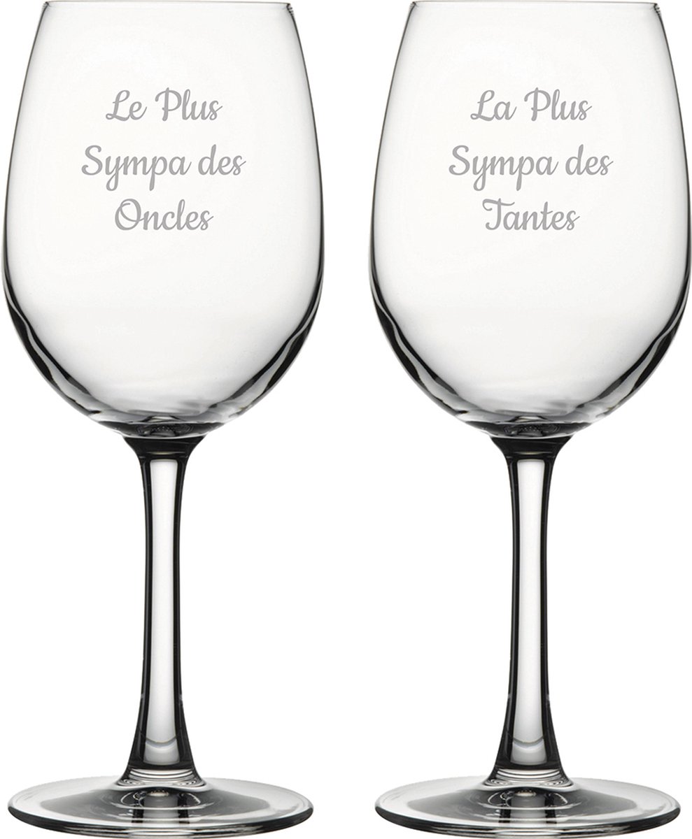 Witte wijnglas gegraveerd - 36cl - Le Plus Sympa des Oncles & La Plus Sympa des Tantes