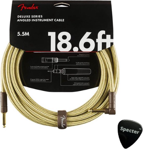 Foto: Fender deluxe series gitaar kabel met specter plectrum 5 5meter haakse plug