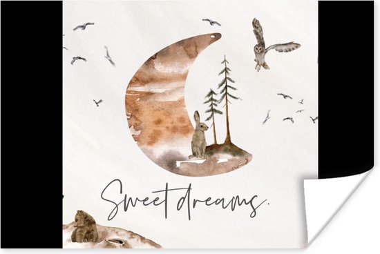 Poster Quotes - Kinderen - Spreuken - Sweet dreams - Jongens - Meisjes - Kids - 180x120 cm XXL - Poster Kinderkamer