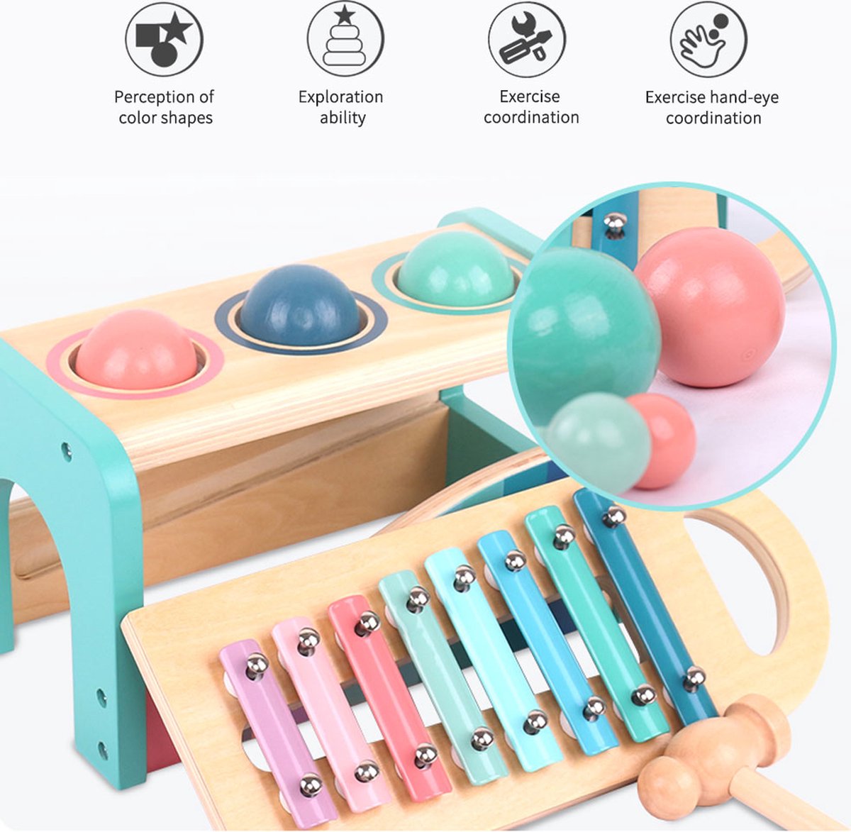 Jeu de marteau 3 en 1 avec xylophone - Clavier multifonctionnel - Jouets  pour Enfants