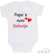 100@ katoenen Romper "Papa's mini Valentijn" Unisex Katoen Wit/zwart/rood Maat 62/68