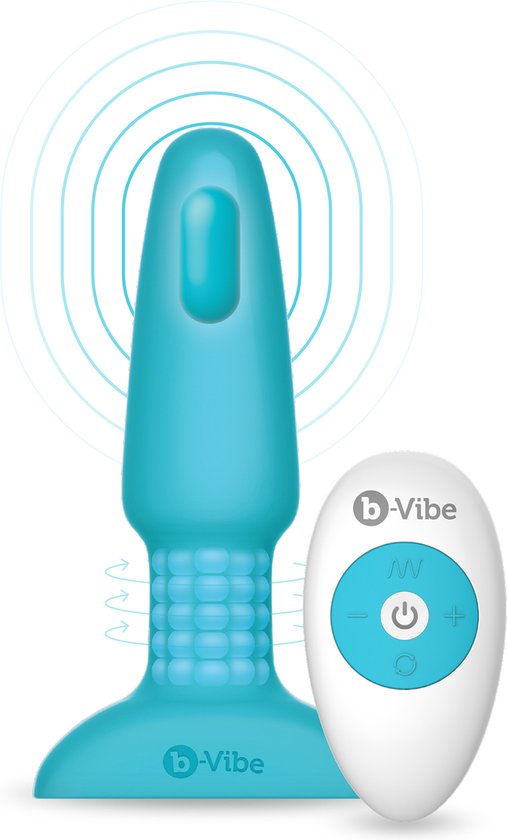 B Vibe Rimming Remote Control Buttplug - Blauw