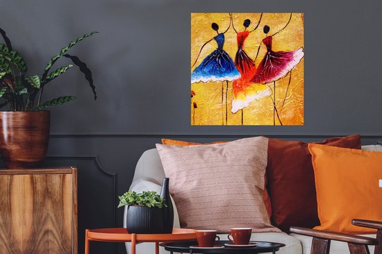 Poster Tableau - Femmes - Robe - Peinture à l'huile - 50x50 cm