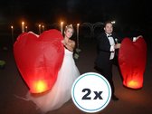 2 x Ballons de souhaits en forme de coeur de luxe, lanternes en papier volantes, ballon ovni :: VOLANTERNA®