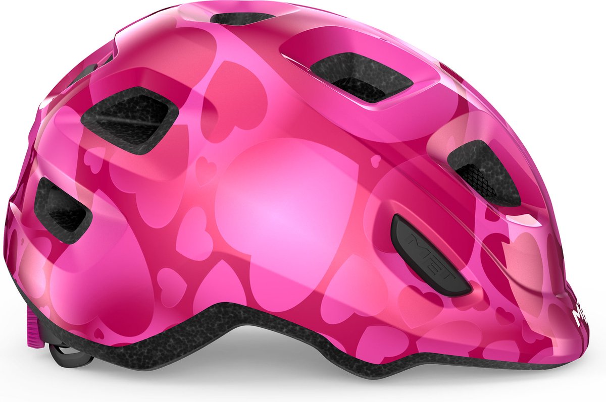 MET Hooray Kinderhelm – Fietshelm Kinderen - Maat S/M (52-55cm) – Pink Hearts Glossy