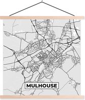 Porte-affiche avec affiche - Affiche scolaire - Carte - Carte - Plan de ville - France - Mulhouse - 60x60 cm - lattes vierges