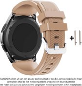 Licht bruin / Creme / Beige Siliconen Bandje voor bepaalde 20mm smartwatches van verschillende bekende merken (zie lijst met compatibele modellen in producttekst) - Maat: zie foto - 20 mm brown nylon smartwatch strap