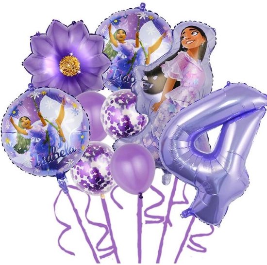 Encanto - 9 Delig - 4 Jaar - Encanto Thema Verjaardag Decoratie Versiering – Feestpakket met ballonnen en Folieballon - Feest decoratie - Slingers - Kinderfeestje Meisje - Kinderfeest - Themafeest - Isabella