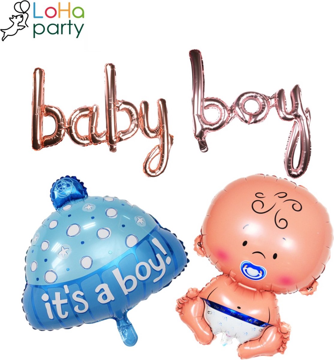 Loha-party®Baby shower Thema Folie ballon Set-Baby boy-Blauw mut Folie ballon-Baby Boy Letter Folie bballon-It's a Boy-Geboorte-Roos-Goud-letter ballonnen kit