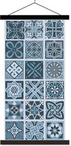 Porte-affiche avec affiche - Affiche scolaire - Fleurs - Blauw - Motifs - Figurines - 90x180 cm - Lattes noires