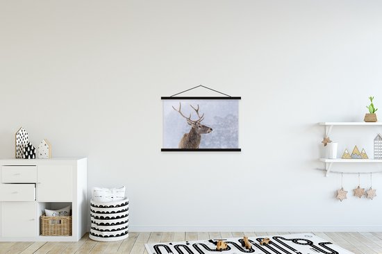 Affiche textielposter cerf en hiver lamelles noires 60x40 cm