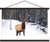 Cerf dans la neige affiche textielposter lattes noir 60x40 cm