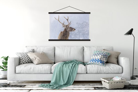 Affiche textielposter Cerf en hiver lattes noires 120x80 cm