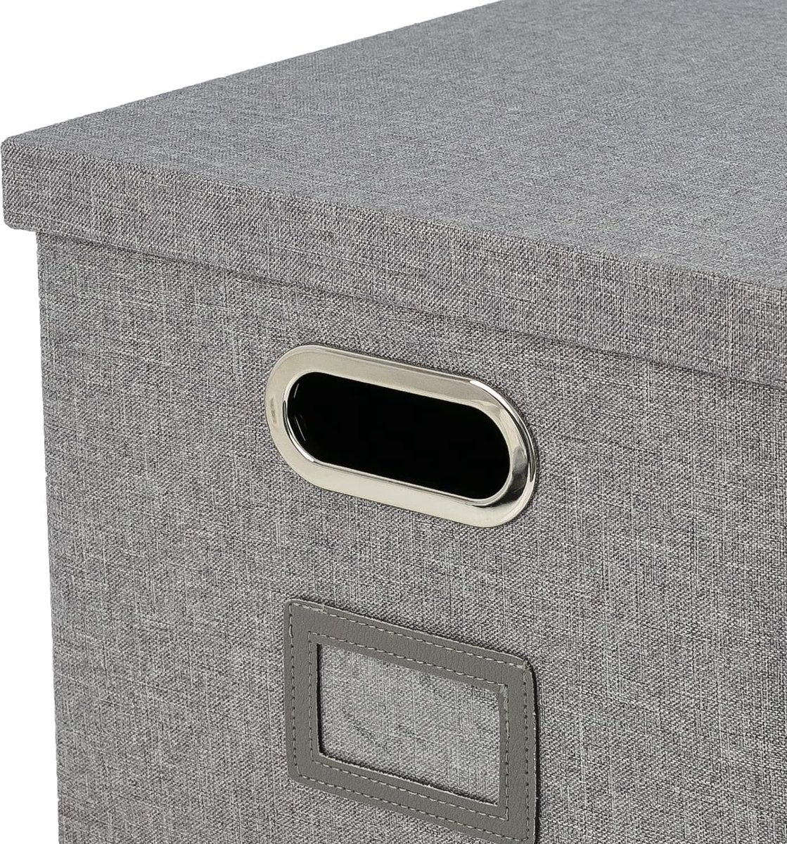 Boîte De Rangement Avec Couvercle HMF Pour Dossiers Suspendus A4 - Compatible étagère Kallax - 33x37.5x28 Cm - Gris