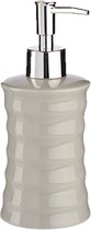 Zeeppompje/zeepdispenser lichtgrijs keramiek 18 cm - Navulbare zeep houder 260 ml