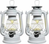 Set van 4x stuks witte LED licht stormlantaarn 25 cm - Campinglamp/campinglicht - Warm witte LED lamp