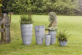 Hoge bloempot/plantenpot vaas gerecycled kunststof/steenpoeder betongrijs dia 29 cm en hoogte 50 cm - Binnen en buiten