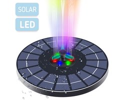 LED Solar Fontein op Zonne Energie - Drijvende Fontein Pomp met Accu en Verlichting - Overdag & Avond - Solar Vijverpomp met Waterfontein - Milieuvriendelijke Fontein - Voor Tuin / Vijver / Zwembad