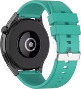 Band Geschikt voor Huawei Watch GT Runner Versterkte Siliconen en Zilveren Gesp – Bleekgroen