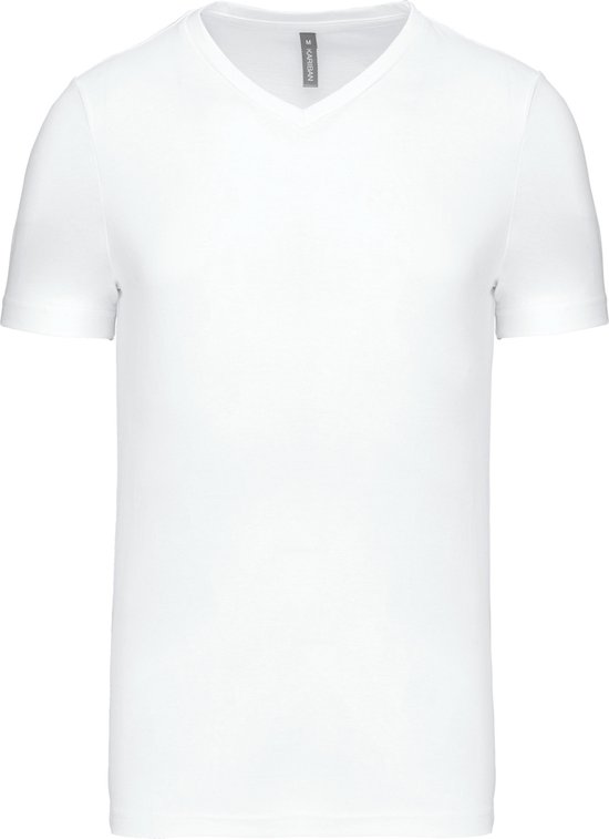 Wit T-shirt met V-hals merk Kariban maat XL