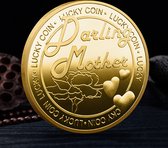 Allernieuwste commémorative .nl® Darling Mother pièce porte-bonheur cadeau plaqué or - idée cadeau d'amour fête des mères - Ø 40 mm