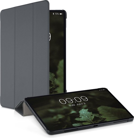 kwmobile Hoesje geschikt voor Xiaomi Pad 5 - Kunstlederen tablet cover met standaard - In antraciet