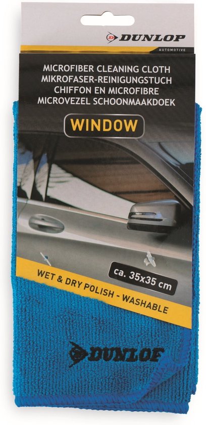 Dunlop Microfiber- Glas-autoruiten schoonmaakdoek - Blauw 35x 35cm