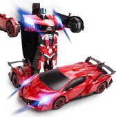 MEWAU 1:18 RC transformerende auto/robot - 2 in 1Afstand Bestuurbare Auto -Gebaar waarneming - Speelgoed Auto - Rood