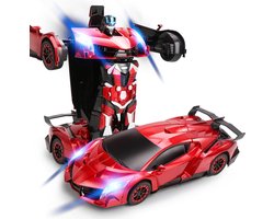 foto van MEWAU 1:18 RC transformerende auto/robot - 2 in 1Afstand Bestuurbare Auto -Gebaar waarneming - Speelgoed Auto - Rood