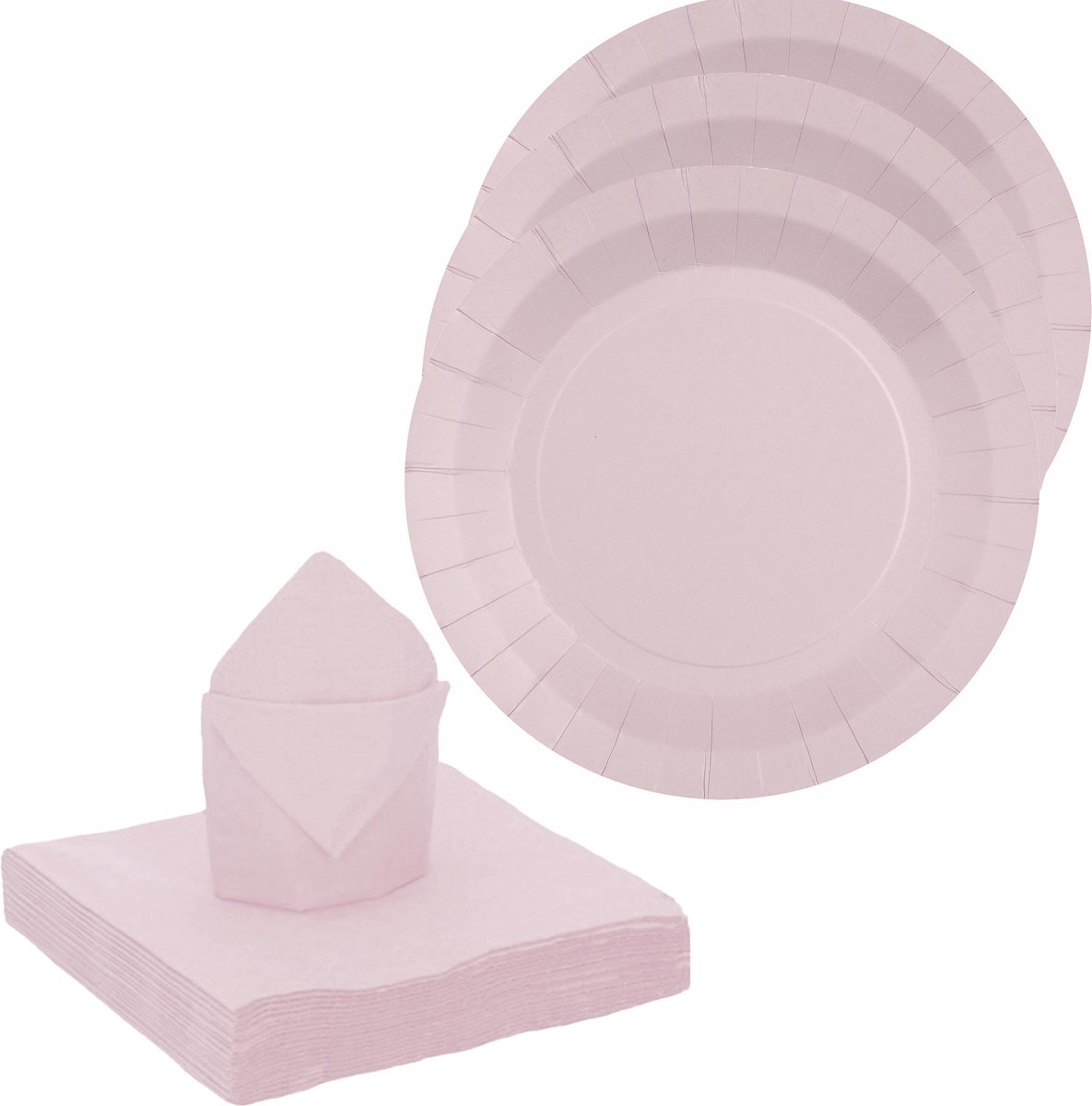 Santex feest/verjaardag servies set - 10x bordjes/20x servetten - lichtroze - karton