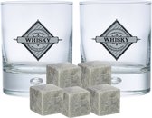 Durobor whiskyglazen - set 6x stuks van 290 ml - en 9x whisky ijsblokstenen - Cadeau set