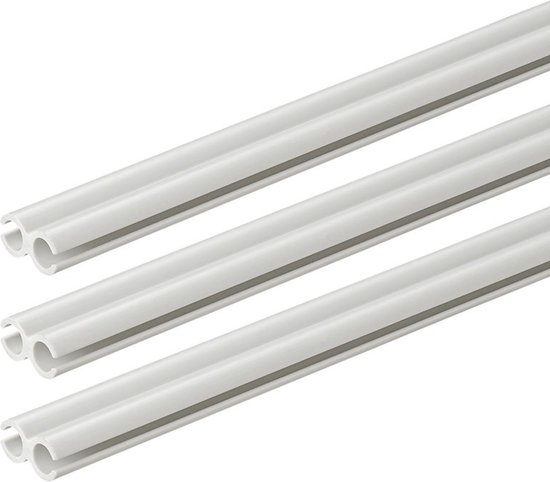 ProPlus Dubbele tentrail set - kunststof - 80 cm - lichtgrijs - 3 stuks van Merkloos — afbeelding 2