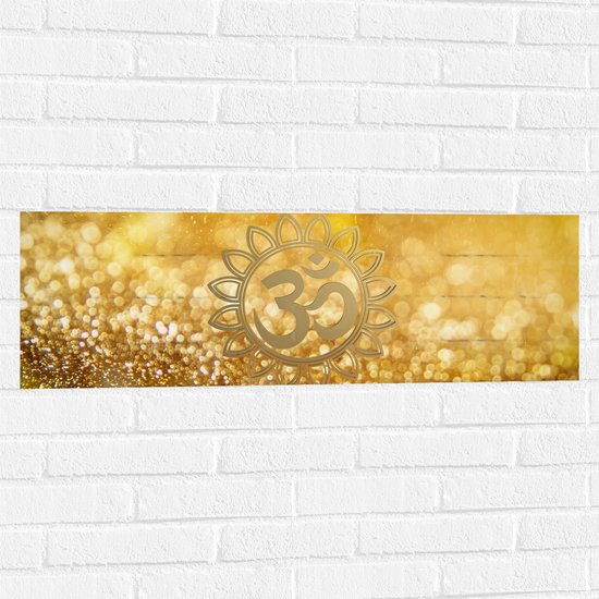 Muursticker - Hindoe Symbool Versierd door Gouden Details - 90x30 cm Foto op Muursticker
