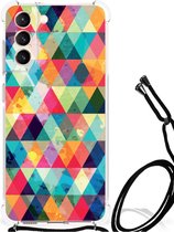 Smartphone Hoesje met foto Geschikt voor Samsung Galaxy S21 FE Telefoon Hoesje met doorzichtige rand Geruit