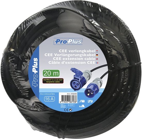 ProPlus Verlengkabel - 20 meter - Waterbestendig - 3-polig - Met klemaansluiting