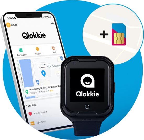 Qlokkie Smartwatch enfants - Montre GPS enfant - Tracker GPS - 4G -  Fonction SOS -... | bol.com