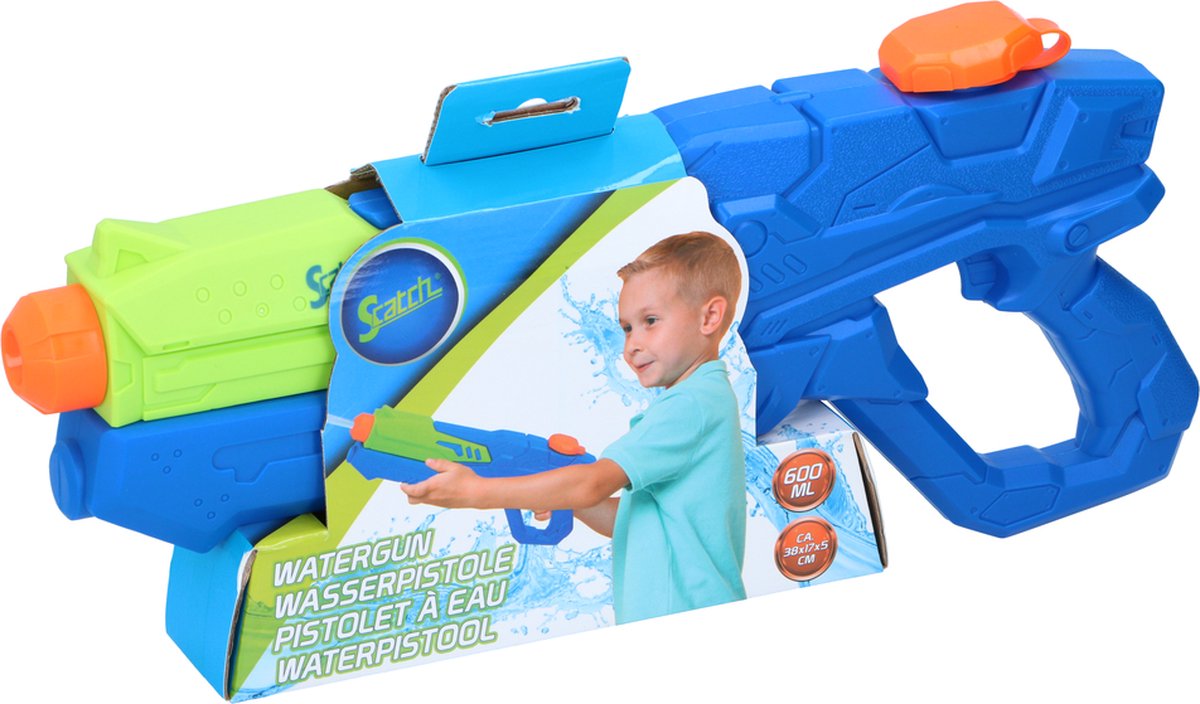 Scatch Waterpistool - 38 x 5 x 17 CM - 600ML Waterreservoir - voor Kinderen en Volwassenen - Waterspeelgoed - Blauw/Groen/Oranje — afbeelding 2